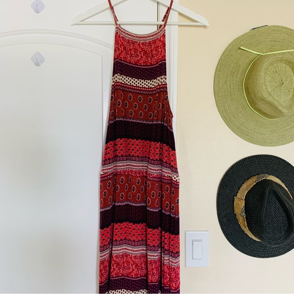 American Eagle Boho Festival Paisley Print Sundress High Neck Maxi Dress; Size M - Picture 3 of 11